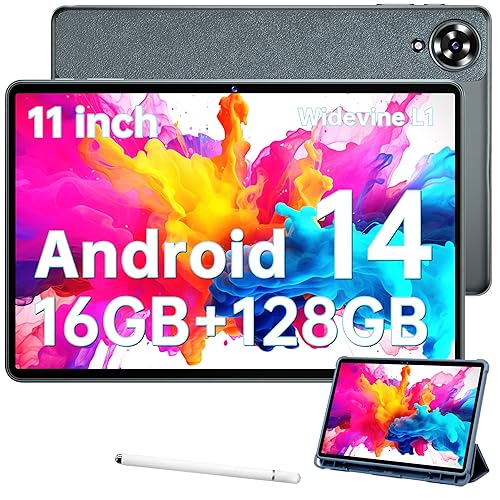 OUKITEL OT11 Android 14 Tablet, 11 Inch, 16GB+128GB/1TB TF, 8-Core Gaming, 4G LTE/5G WIFI Tablet with 8000mAh Battery | Widevine L1 | Stylus Pen | 13+5MP Camera | Face Unlock | GPS | OTG
