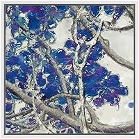 SIGNWIN Framed Canvas Wall Art Blue Jacaranda in Springtime Landscape Trees Oil Painting Impressionism Traditional Scenic Expressive for Living Room, Bedroom, Office - 16x16 inches