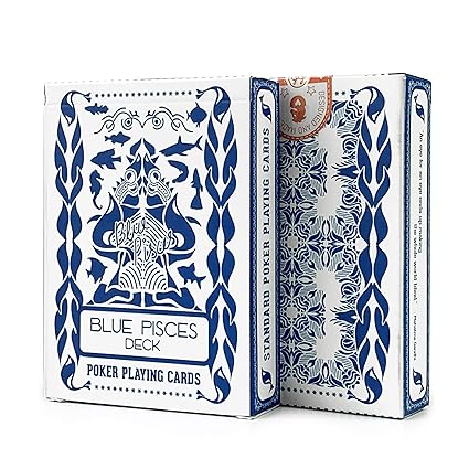 Galliard Games Poker Playing Card Deck, Premium Paper Custom Design (Blue Pisces Set of 2)