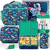Fimibuke Bento Lunch Box for Kids - Toddler Snack Bento Box Container with 3 Compartments, Stainless Steel Water Bottle, Insulated Lunch Bag, Ice Pack Set for Ages 3-12 Girl Boy Daycare Back to School