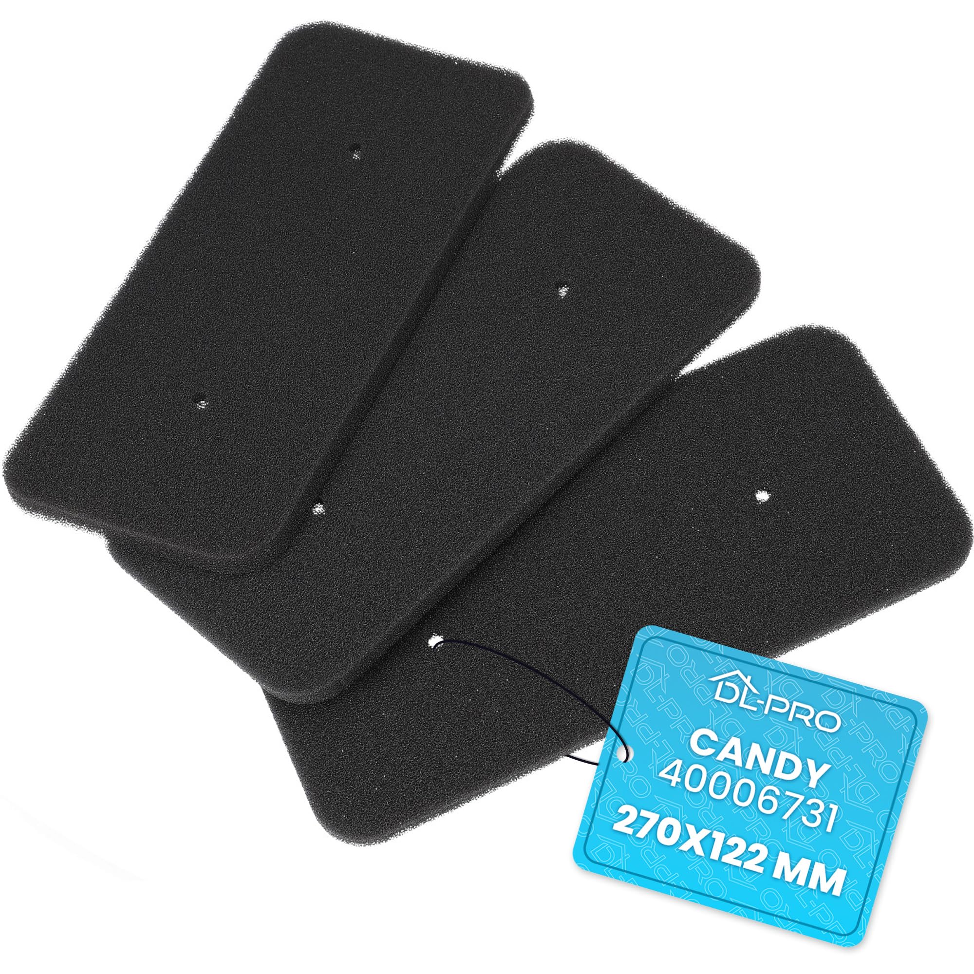 DL-pro 3 x foam filter suitable for Candy such as 40006731 270 x 122 mm base filter on heat exchanger dryer