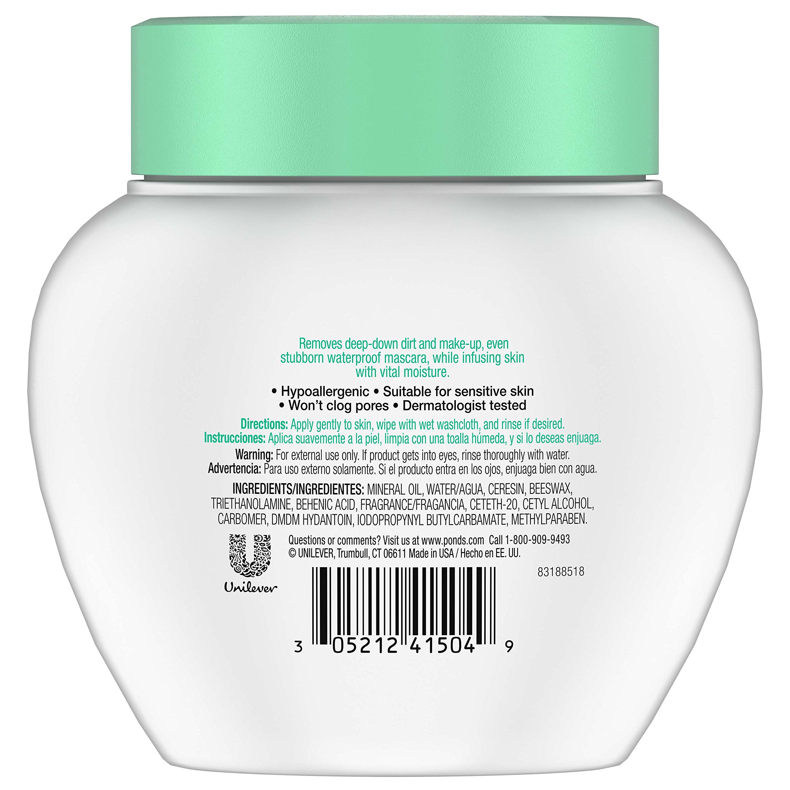 POND'S Cold Face Cream, Skin Care Facial Cleanser for All Skin Types, Deep Moisturizing Face Wash & Makeup Remover, 9.5 oz, 3 Pack