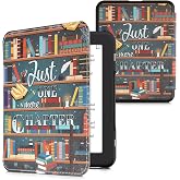 kwmobile Case Compatible with Barnes &amp; Noble Nook Glowlight 4 / 4e Case - eReader Cover - Library Motto Multicolor