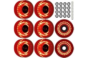 FOMOTEAM Roller Skate Wheels Luminous Light Up with Shining Dots and ABEC-9 Bearings Installed Outdoor or Indoor 58mm32mm 82A (Set of 8)