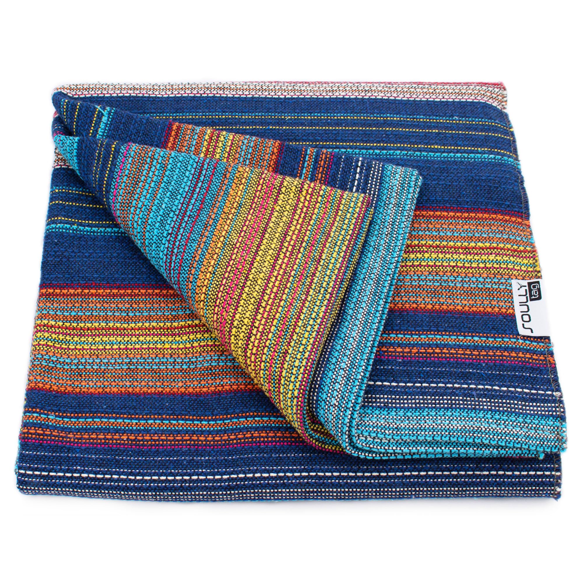 Soullytag Turquoise Throw Blanket – Recycled Cotton, Multi-use Sofa & Bed Cover - Eco Friendly, Machine Washable, 150 × 210 cm (Rio – Turquoise)