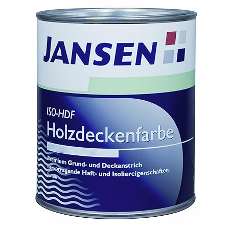 Jansen ISO-HDF Holzdeckenfarbe matt weiß 750ml Grund und Deckanstrich