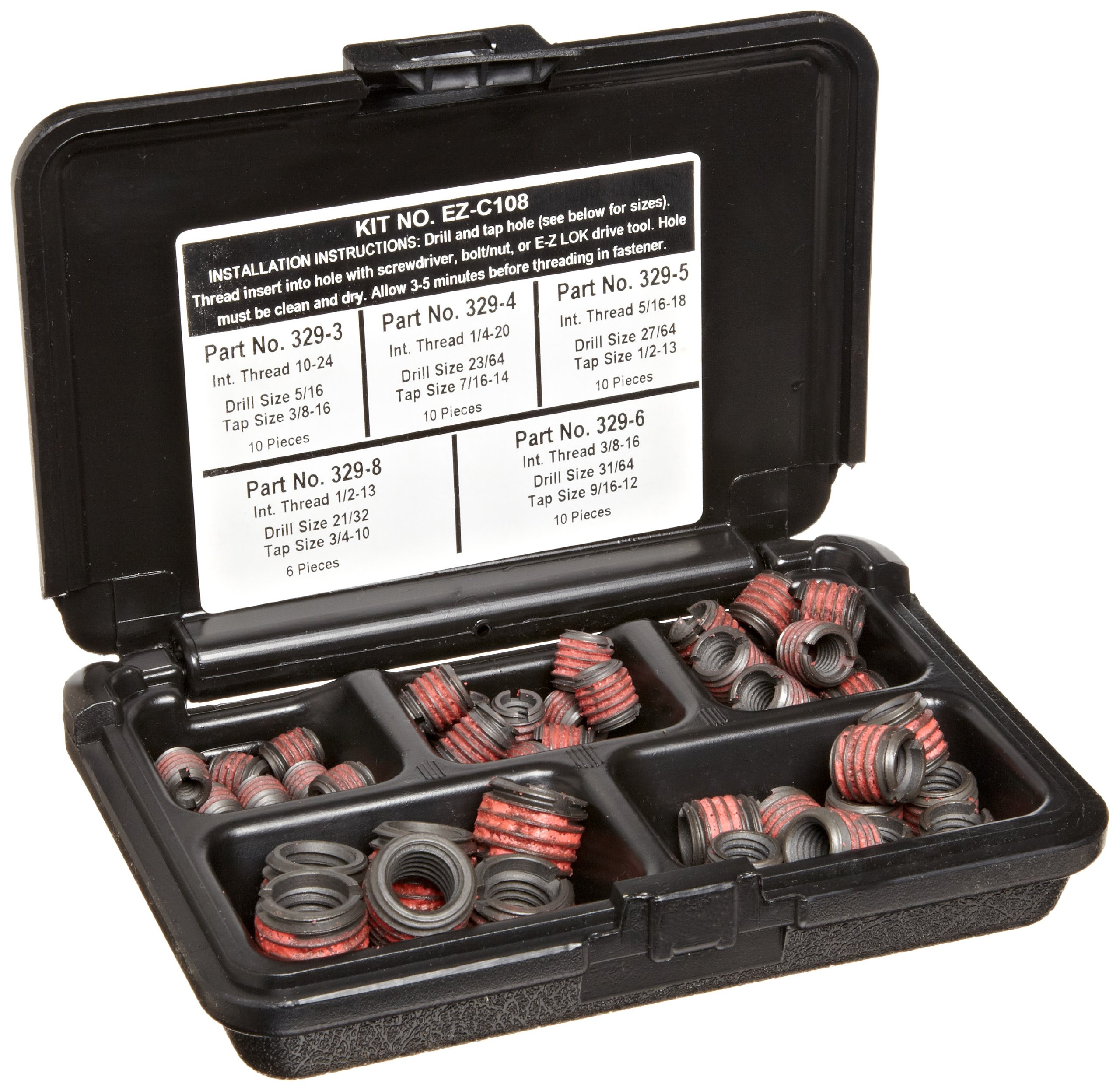 EZ Lok Threaded Inserts For Metal; Assortment Kit; Carbon Steel; Heavy