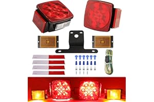 PEAKTOW Deluxe 12V LED Submersible Trailer Light Kit, Brake, Stop, Turn, Tail, License Plate Lights, IP68 Waterproof, DOT Com