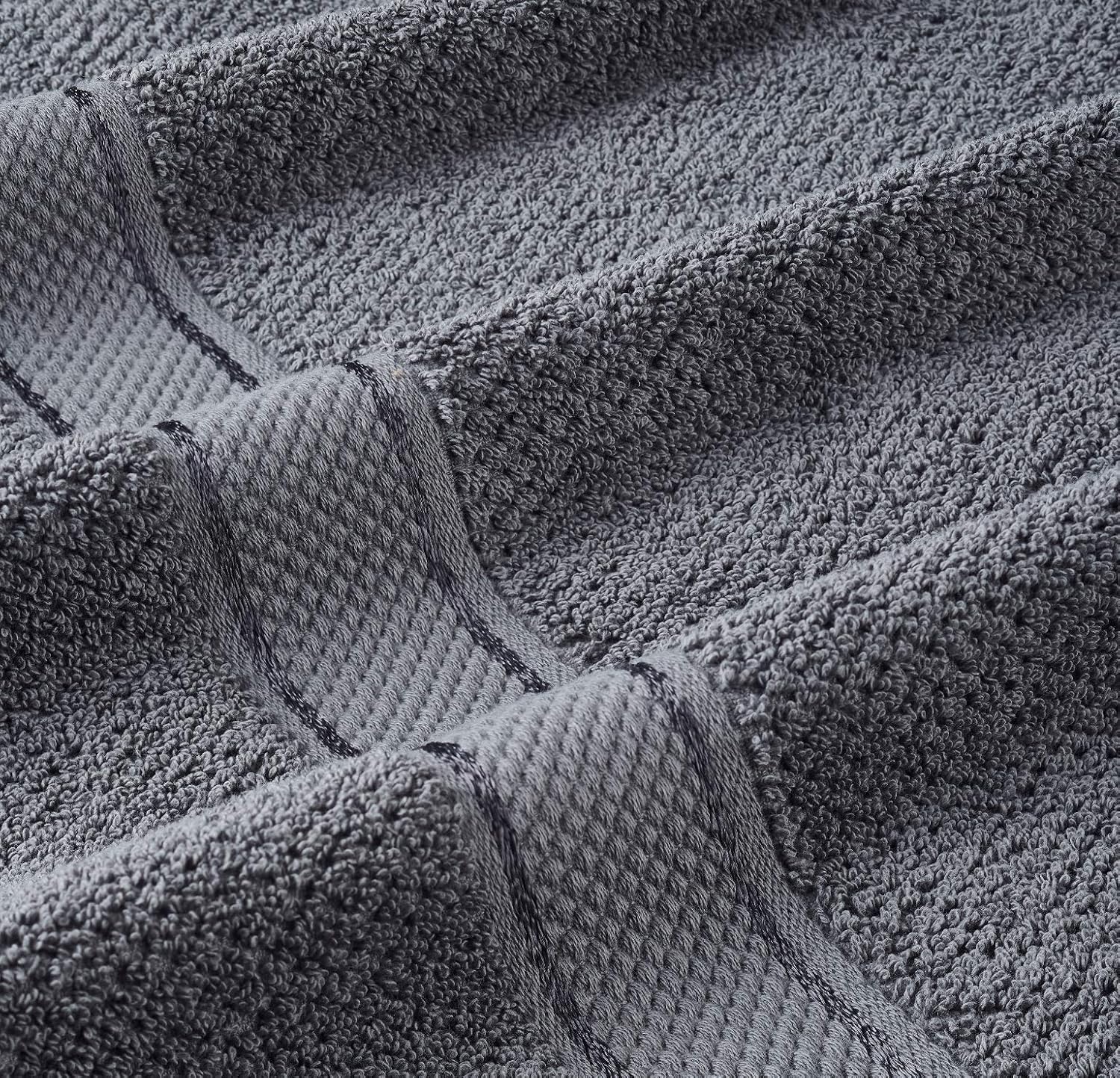 Senses Textured Rice Weave 6 pc Bathroom Towel Set, All Cotton 550 GSM (Charcoal Color): Home & Kitchen