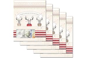 ZipGifts Holiday Card | Zip-Open Money Holder w/Clear Plastic Window for Cash, Check, & Gift Card (Holiday | Bucks | 5-Pack)