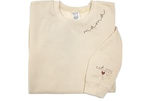 LullabyMall LULLBABYMALL Personalized Embroidered Mama EST Sweatshirt For Women, Mom Custom Gifts for Mother's Day Chirstmas
