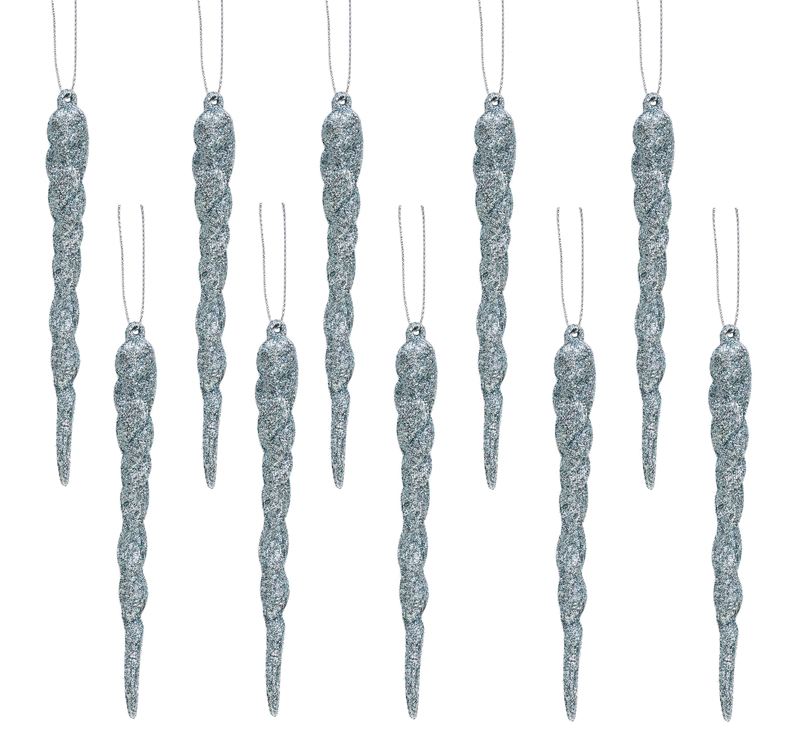 Christmas Concepts® 12cm Glitter Icicle Decorations Christmas Tree Trims (ICE BLUE, 10) — image 1