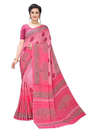 Womens Georgette Printed Saree With Blouse(siya-1469-b,Pink)
