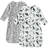 Unnivoll Fleece Baby Sleep Sack 18-24 Months Long Sleeve 2.0 Tog Baby Wearable Blanket with 2-Way Zipper Warm Sleeping Sack for Toddler Infant - XLarge Grey White Dinosaur