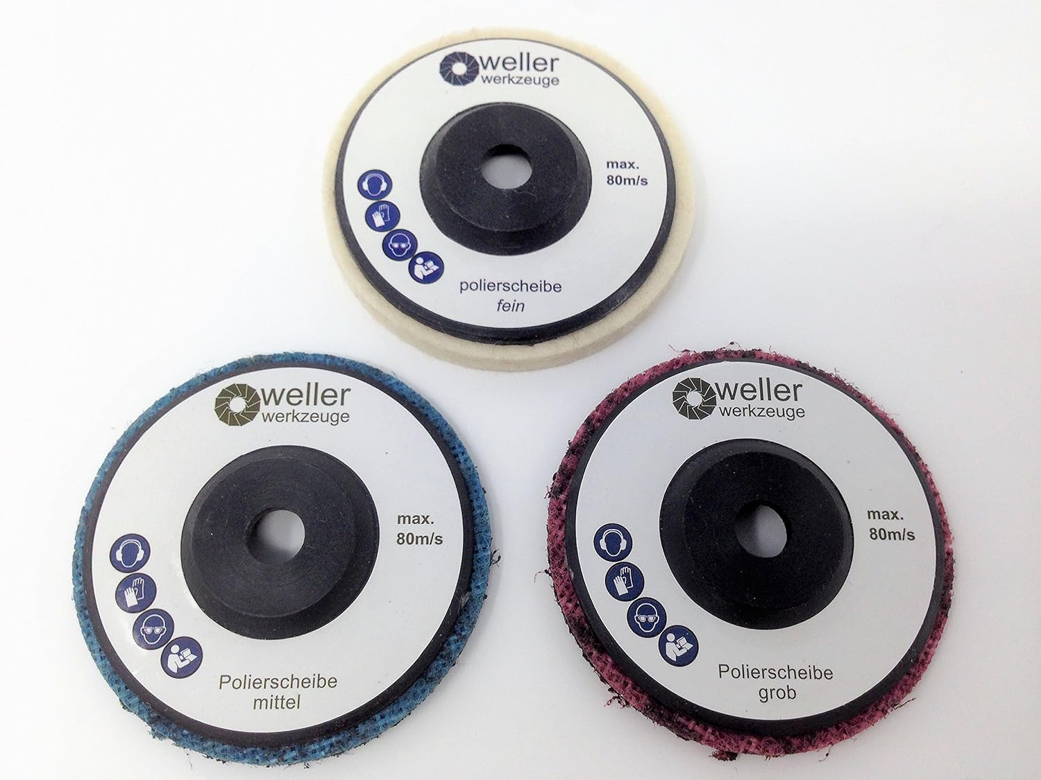 3x Polishing Wheel Set for Bosch GWS 10.8 / 12 V Berner Würth BTI Accessories Battery Angle Grinders