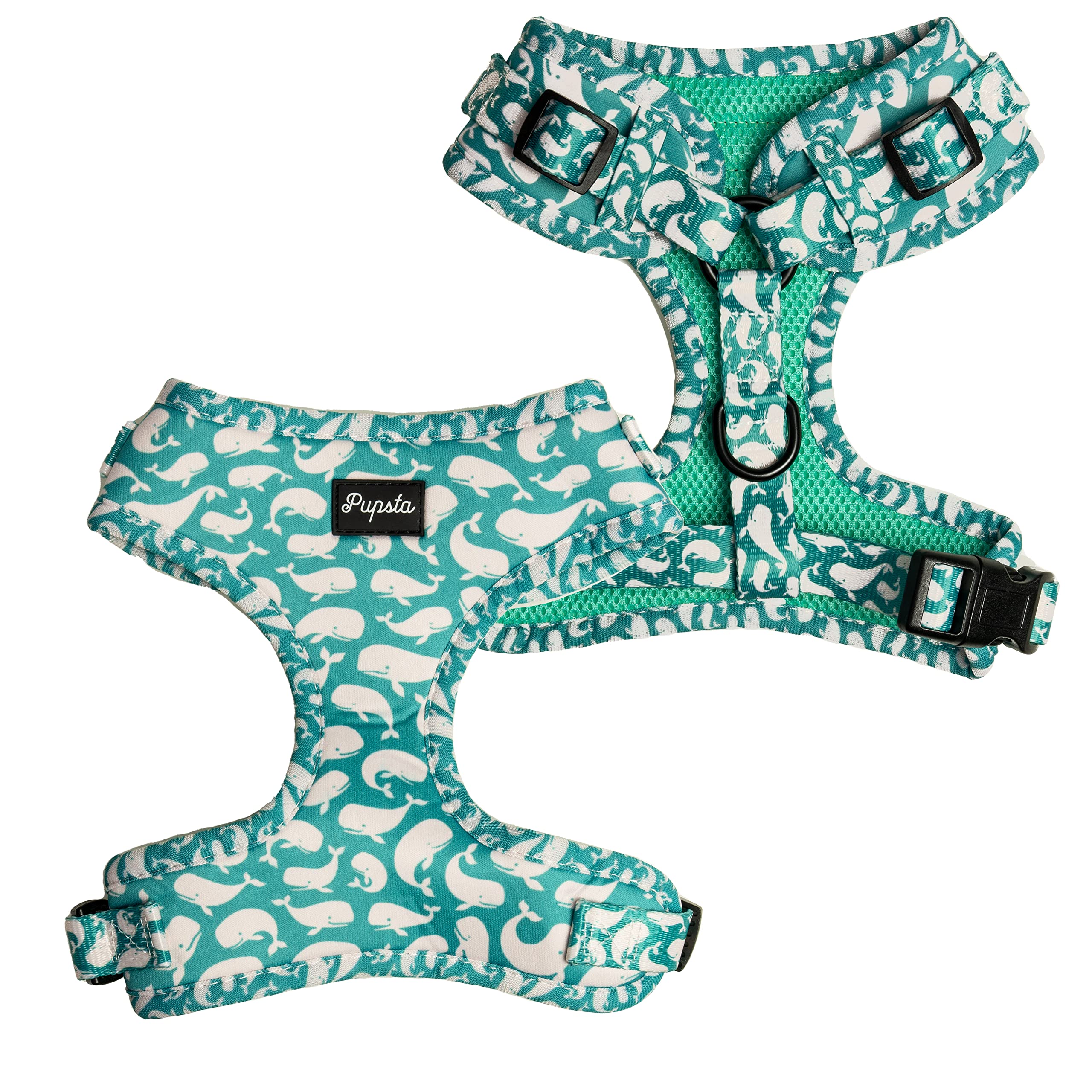 Pupsta fully adjustable Large dog harness| Breathable mesh with Green Whales design