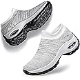 YHOON Women's Walking Shoes - Sock Sneakers Slip on Mesh Platform Air Cushion Athletic Shoes Work Nurse Comfortable