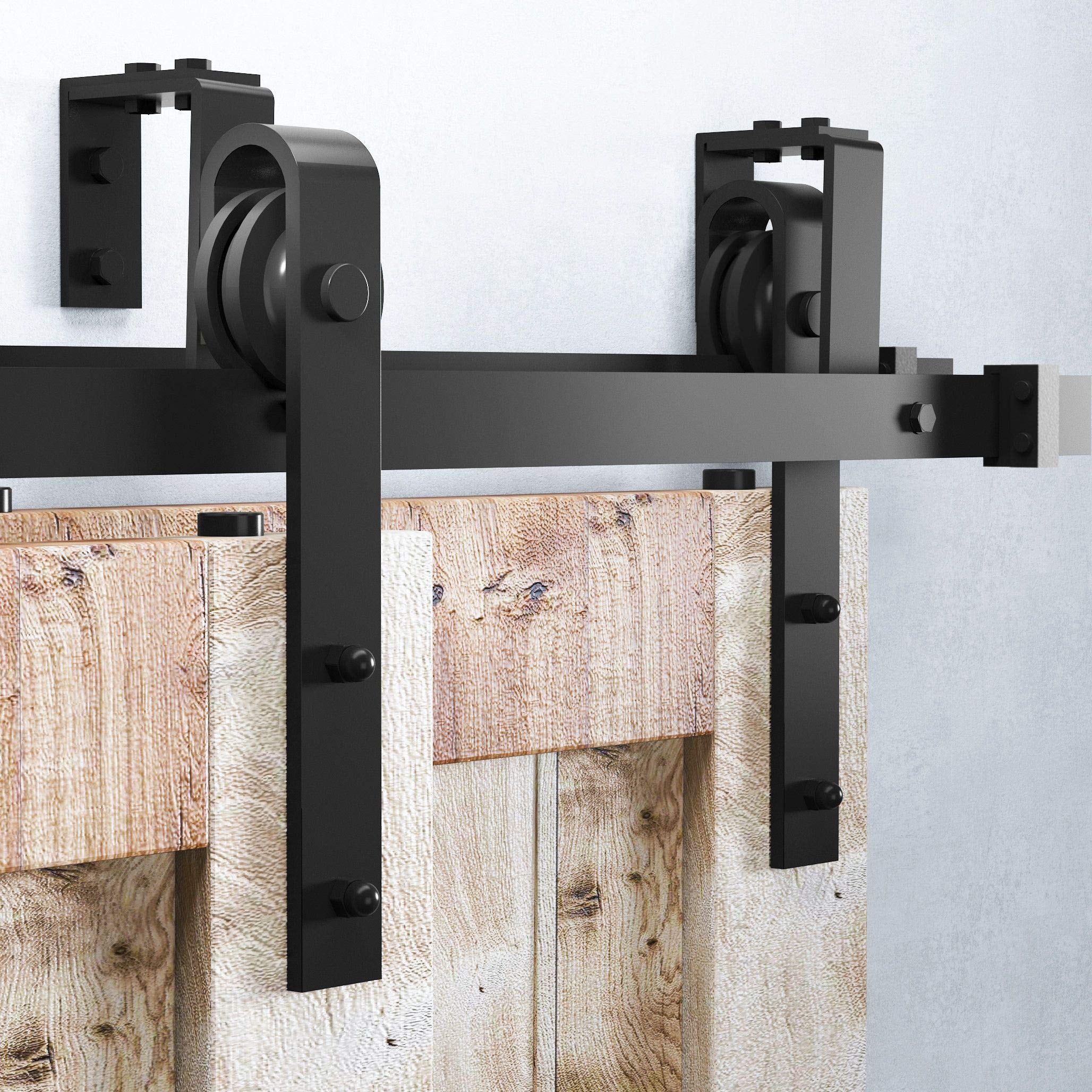 Buy Homacer Sliding Barn Door Hardware Bypass Double Door Kit, 6FT Flat