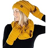 Funky Junque Hat Scarf Glove Set for Women – Matching Winter Set with Oversized Slouchy Beanie, Infinity Scarf & Cozy Gloves