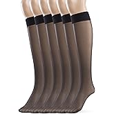Silky Toes Sheer Knee High Stockings for Women, 6 Pairs Nylon Trouser Socks