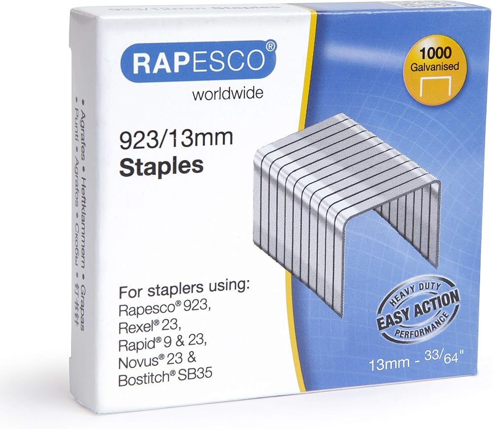 Rapesco 1484 Type 923/13mm Galvanised Heavy Duty Staples Pack 1000