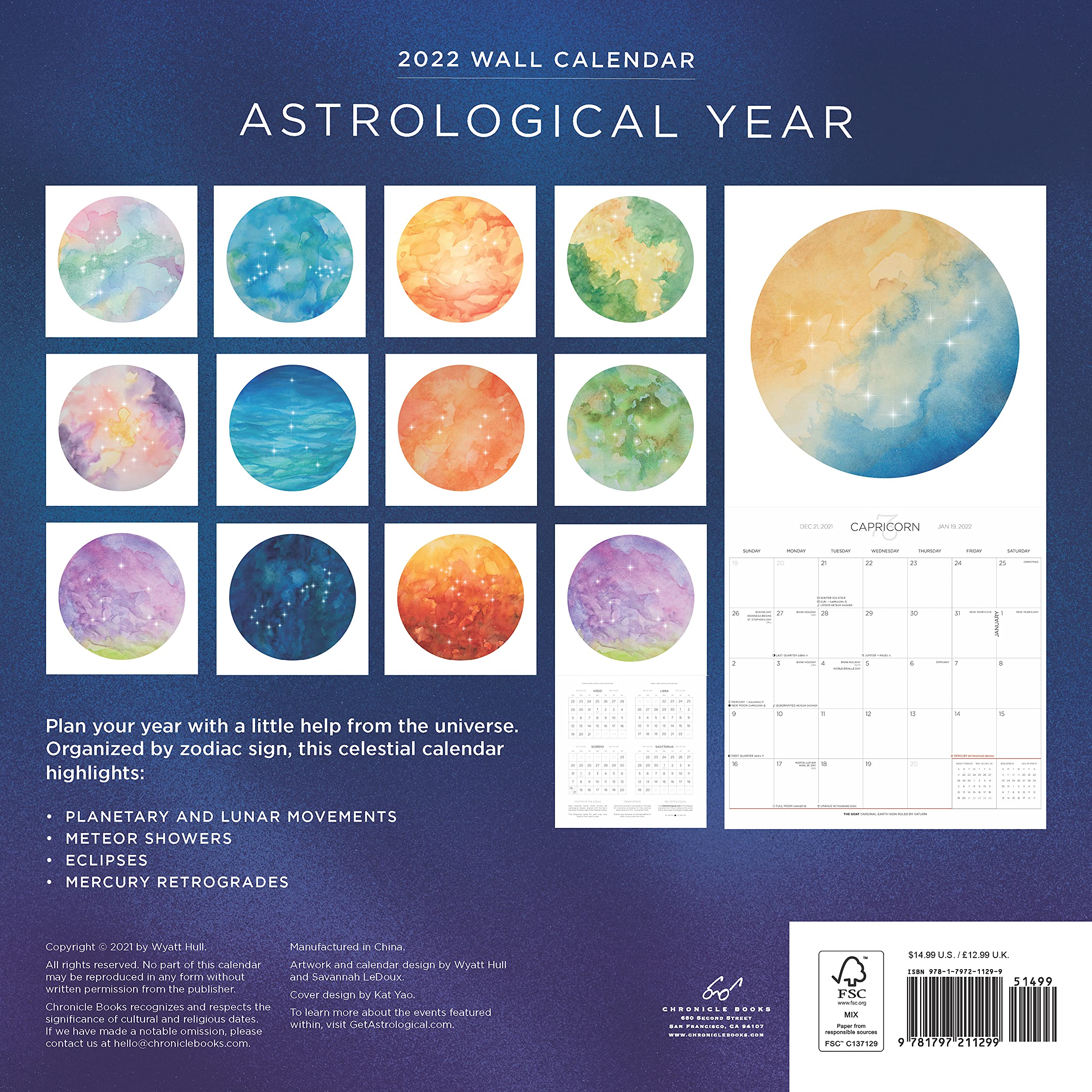Zodiac Calendar 2022 Astrological Year 2022 Wall Calendar: Hull, Wyatt: 9781797211299:  Amazon.com: Books