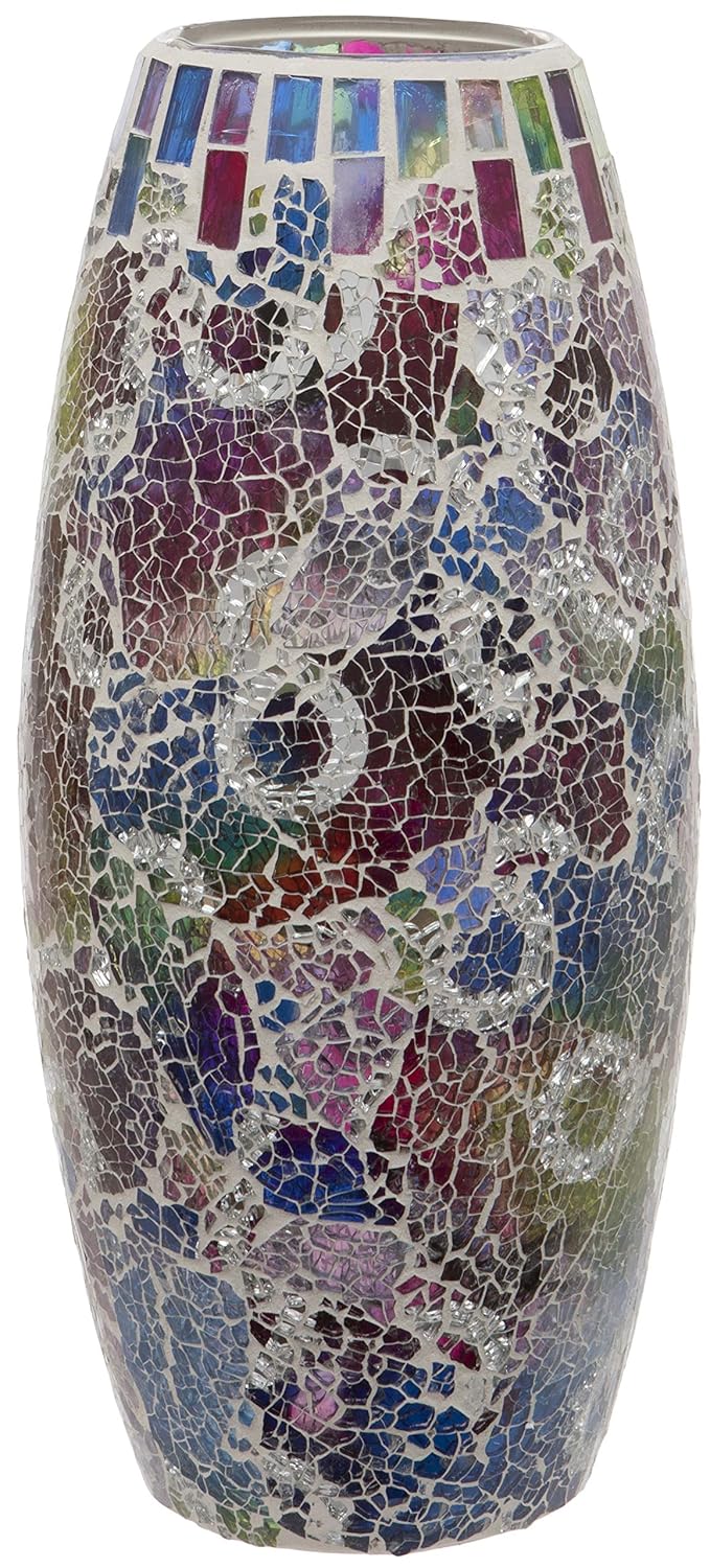 Multi Coloured Crackled Glass Mosaic Vase Amazon.co.uk Kitchen & Home