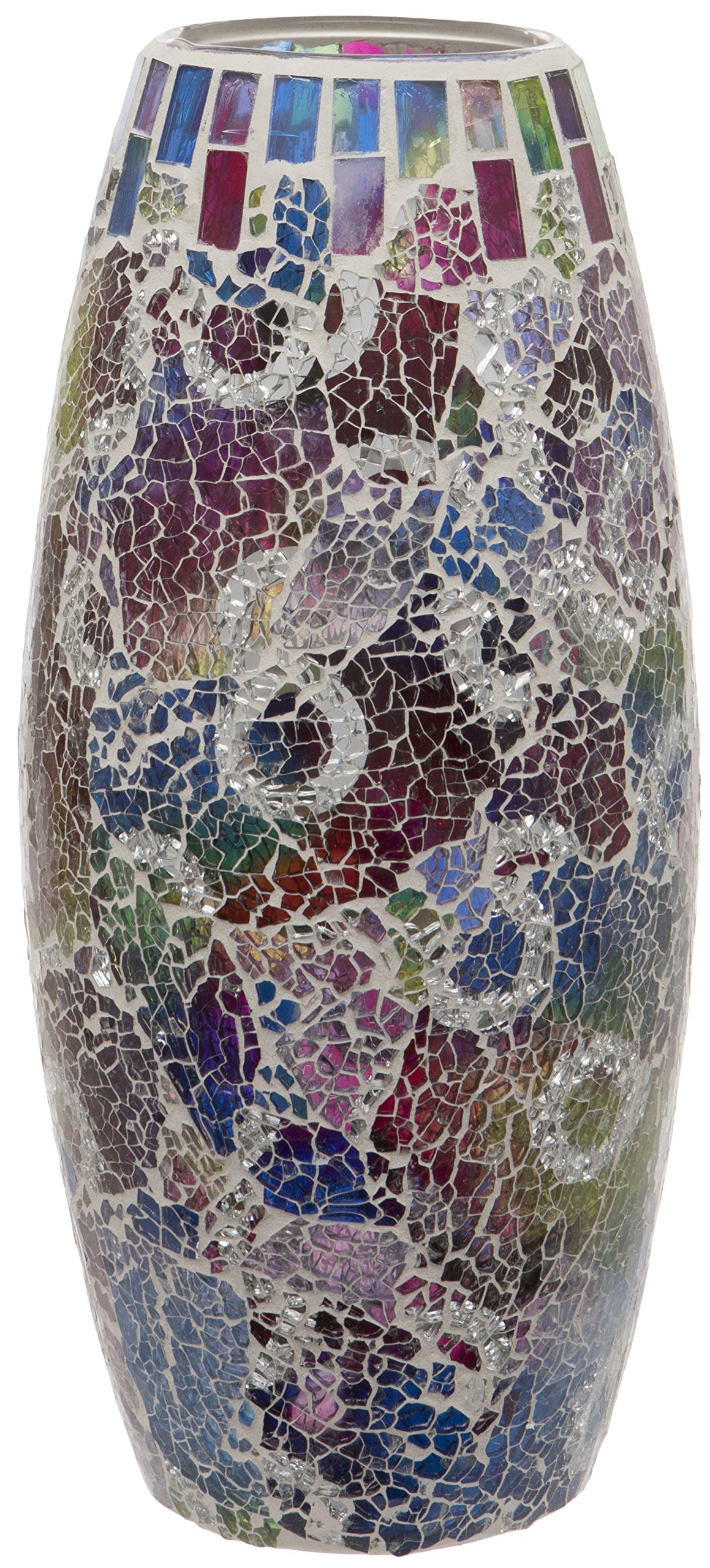 Multi Coloured Crackled Glass Mosaic Vase