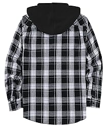 ZITY Men's Flannel Hoodie Shirts Casual Button Down