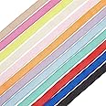 BENECREAT 26Yard 12 Colors Plush Bra Elastic Strap Polyester Satin Elastic Band Trim, 3/8 Inch Elastic Ribbon for Sewing Bra Straps Lingerie, Shoulder Strap Making