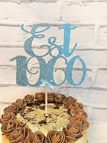 Est 1960 Glitter Card Cake Topper 60th Birthday Decoration Amazon Co Uk Handmade