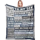 Spwasplo Gifts for Son Valentines Day Blanket from Mom Dad - Son Christmas Birthday Gift Adult - Ultra Soft Plush Throw Present Ideas for Bedding Sofa - 60"x50"