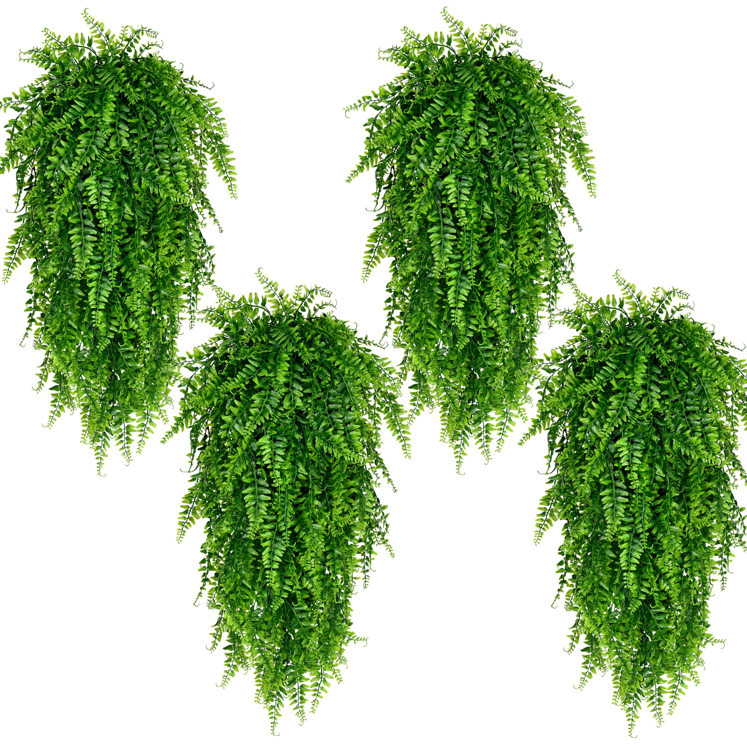 Waipfaru 8Pcs Fake Hanging Plants Artificial Ferns for Outdoors，Fake Ferns UV Resistant Plastic Fake Plants for Indoor Wall Porch Wedding Party Holiday Decor