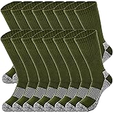 8 Pairs Men's Army Green Socks Military Boot Sock for Soldiers Firefighters Police Outdoor Sports Hiking