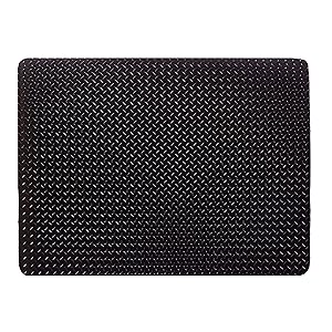Resilia - Grill and Garage Protective Mat - Decorative Embossed Diamond Plate Pattern - Black, (3 Feet x 4 Feet)