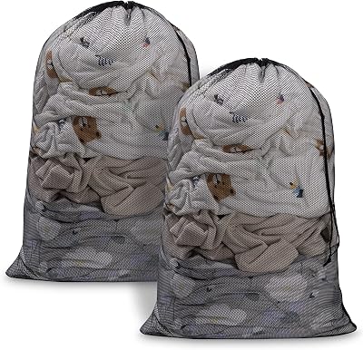 Meowoo 2Pcs Laundry Bags with Drawstring 70x90cm Mesh Delicates Heavy Duty