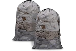Meowoo 2Pcs Large Mesh Laundry Bag with Drawstring,27×35inch Washing Bag Net for Washing Machine(Black 2PCS)