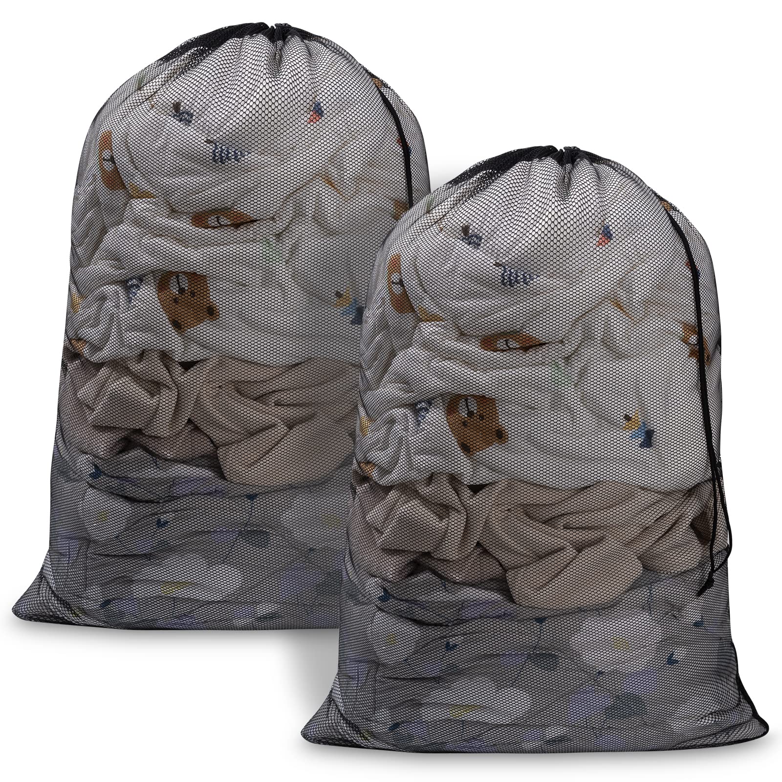Meowoo 2Pcs Laundry Bags with Drawstring,70×90cm Mesh Laundry Bags for Delicates Heavy Duty Net Washiing Bag for Washing Machine