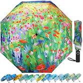 Ucrinei Van Gogh Folding Umbrella, Travel Umbrella with Starry Night Design, Auto Open &amp; Close - Portable Compact Umbrella - Lightweight &amp; Packable for Women &amp; Men