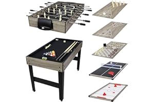 Sunnydaze 10-in-1 Game Table - Combination Multi-Game Table with Billiards, Push Hockey, Foosball, Ping Pong, Chess, Checkers, Backgammon, Bowling, Shuffleboard, Card Games