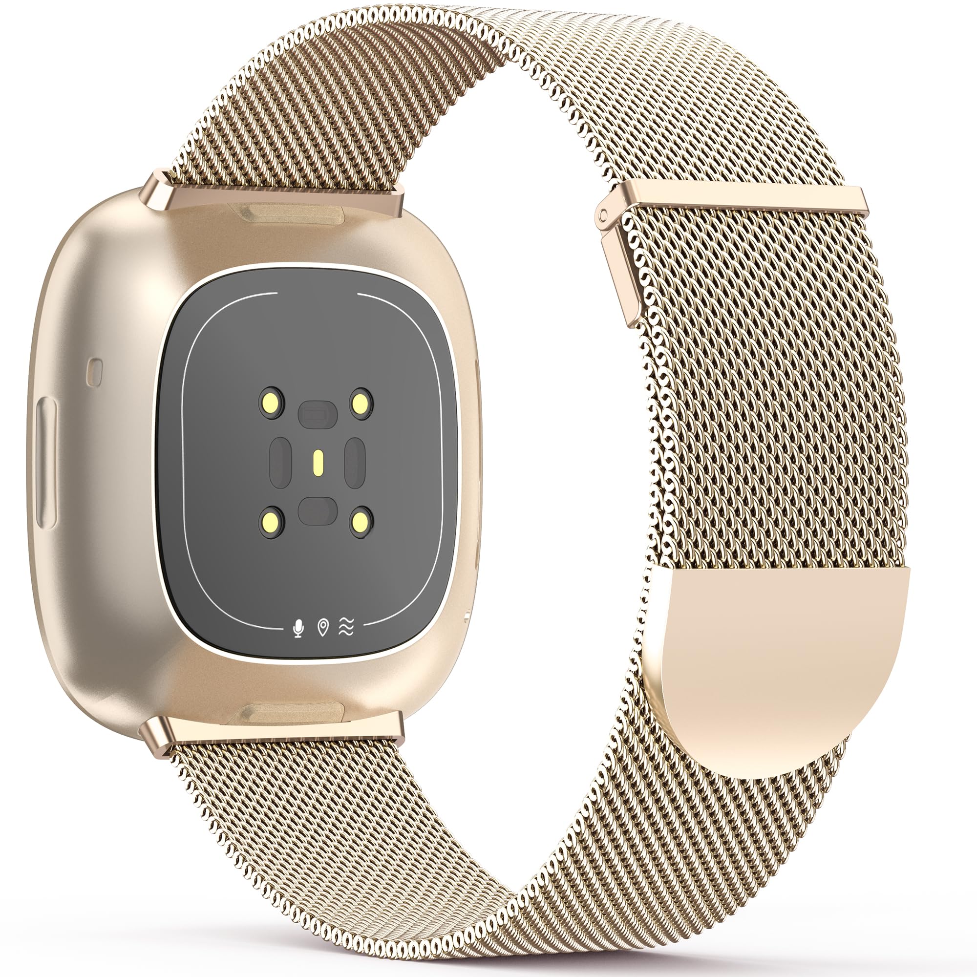 Higgs Magnetic Strap Compatible With Fitbit Versa 3/4, Sense/Sense 2 for Women Men - Adjustable Replacement Band, Champagne Gold Fashion Metal