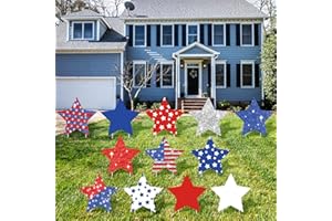 Quera Independence day Yard Signs Patriotic Outdoor Decorations Red White Blue Stars 4Th Of July Birthday pentagram Yard Sign with Stakes for Independence day Lawn Decor (12 Pieces 10.6 x 10.6 in)