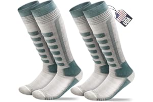 SAMSOX 2-Pair Merino Wool Ski Socks, Made in USA Over-the-Calf Skiing and Snowboarding Socks for Men & Women (Ashland)