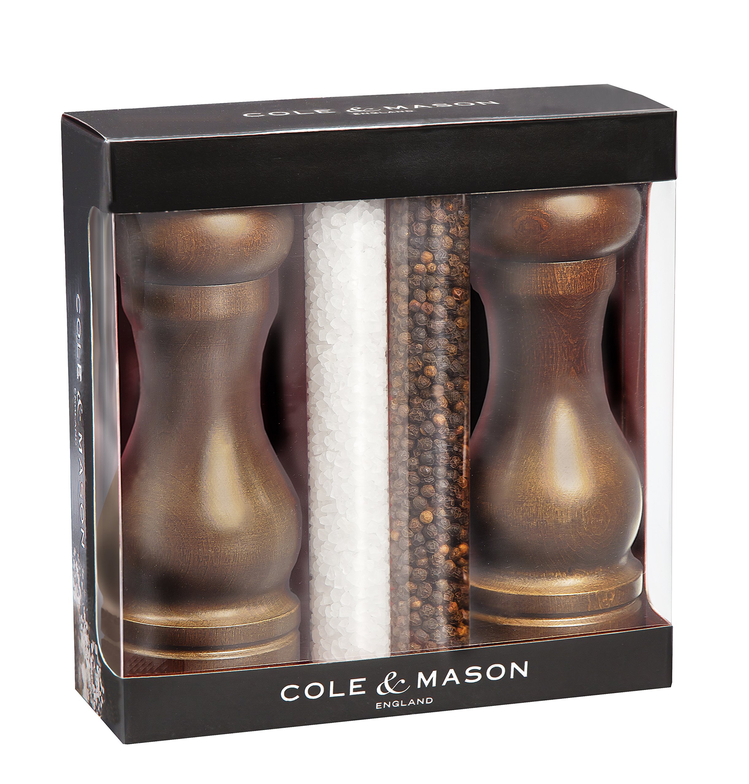 COLE MASON Capstan Wood Salt and Pepper Grinder Gift Set Wooden Mills