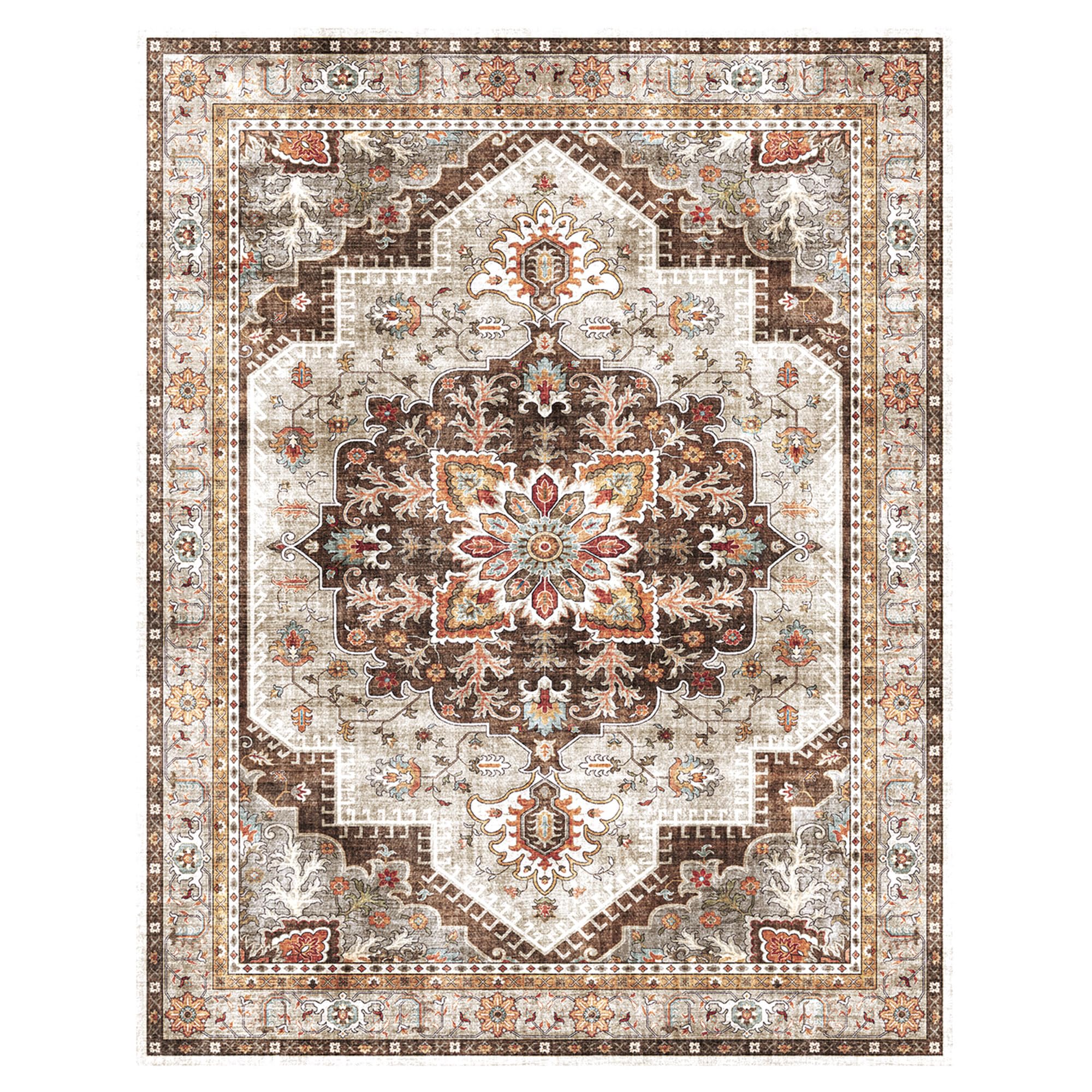 Gertmenian Indoor Easy-Care & Washable Area Rug – 9x13 Extra Large, Ideal for High Traffic Areas in Living Room, Bedroom, Entryway – Erin Brown, 23276 Image