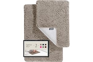 BELADOR 2 Piece Plush Chenille Bath Rug Set - Quick Dry Bath Mats with Rubber Backing, Absorbent and Washable for Bathroom