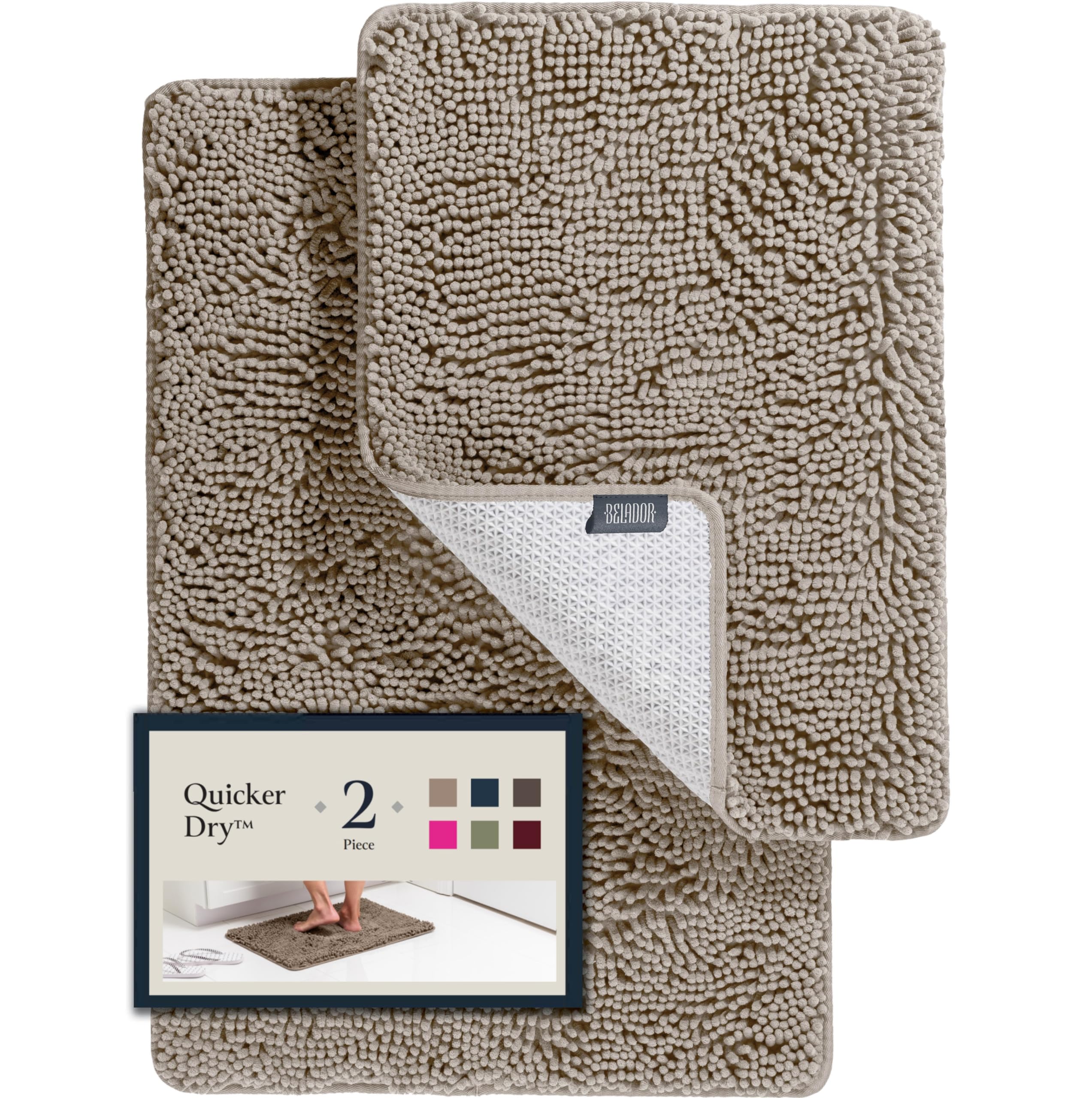 Photo 1 of *1 PIECE** BELADOR Plush Chenille Bath Rug - Quick Dry Bathmat with Rubber Backing, Absorbent and Washable for Bathroom