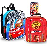Disney Cars Mini Backpack with Lunch Box Set - Bundle with 11” Small Lightning McQueen Backpack, Lunch Bag, Stickers, More | Disney Cars Lunch Bag Set