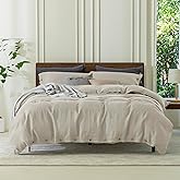 EVERLY 100% Pure Linen Duvet Cover Set King Size 104X90Inch 3pcs (1 Duvet Cover,2 Pillowcases) Soft and Breathable for All Season with Coconut Button Closure, Suitable for Hot Sleepers-Linen King