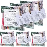 Fanfanwin 6 Pcs Mini Prayer Quilt with Cross Inside, Pocket Scripture | Vintage Fabric Squares, Sympathy Gifts for Women, Pastor Appreciation, Faith Comfort, Purse Carry, Christmas Church Present